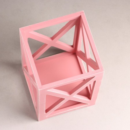Kashpo wooden 14 × 14 × 26 cm "Lantern High-tech Provence", pink coral-1