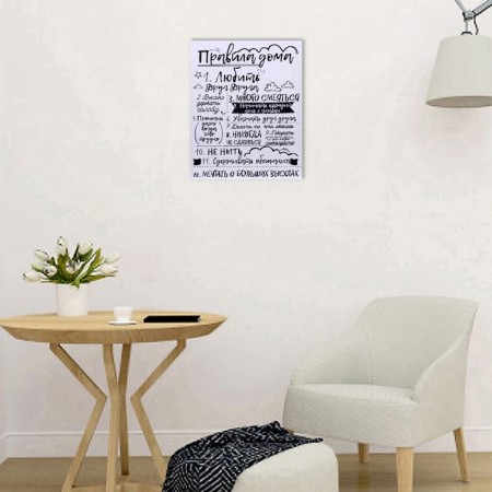 Picture on the canvas "Rules of the House" on white 40x50 cm-3