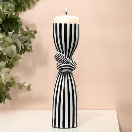 Climber for one candle “Knot”, white-black color 29.5 x 7.5 x 7.5 cm-6