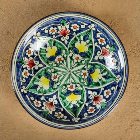 Plate of the Rishtan ceramics "Flowers", blue, deep, 20 cm mix-8