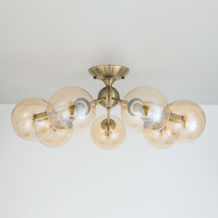 Ceiling chandelier CITILUX “Tommy” CL102173, 66.5x66.5x26 cm, 7x40W, E14, brown color-7