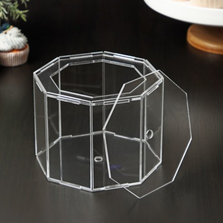 Falseyarus for the cake is octagonal, d = 15 cm, h = 12 cm, the color is transparent-1