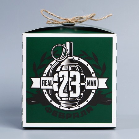 Gift folding box, packaging, “February 23”, 12 x 12 x 12 cm-4