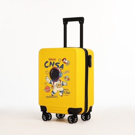 Small suitcase 18 ", lightning department, 4 wheels, yellow color