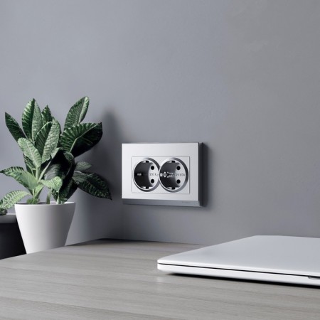 Frame for a double socket Stark (silver matte) W0081865-3