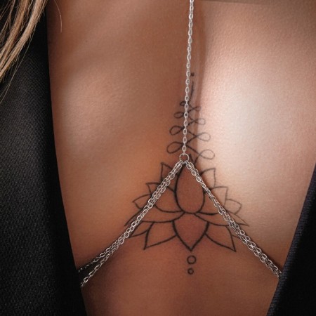 Erotic accessory on the chest, silver-1