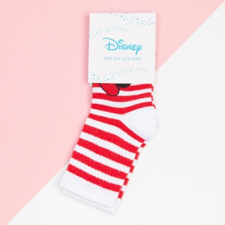Socks for the girl "Minnie Mouse" strip, Disney, 16-18 cm, white/red color-2