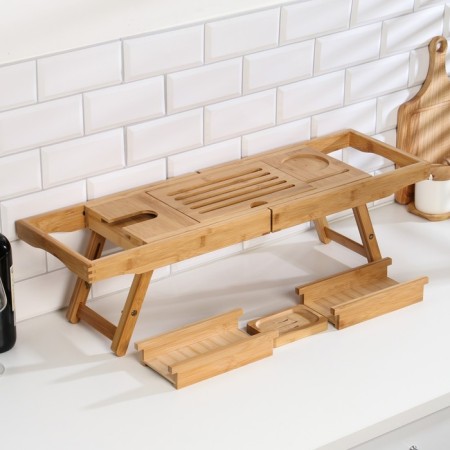 Table-vannitsa for a bath, large, 75 (109) x 23 x 4.5 cm, tree-13