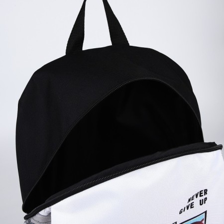 School textile “anime” school, 46x30x10 cm, vertical pocket, black color, white-5