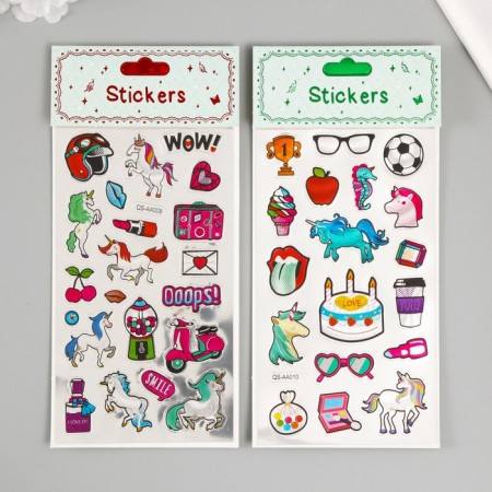 Plastic sticker "Unicorns and magic" mix 22x10 cm-5