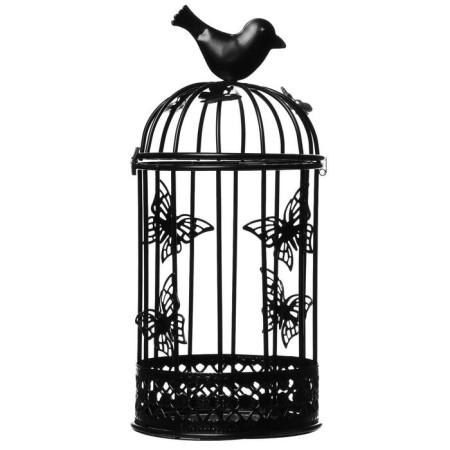 Climb metal 1 candle "Bird and a cage with butterflies" black 21.5x10x10 cm-4