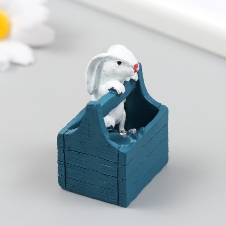 Figure for Florarium Polystone "White Rabbit in the box" 5x2.8x3.2 cm-2