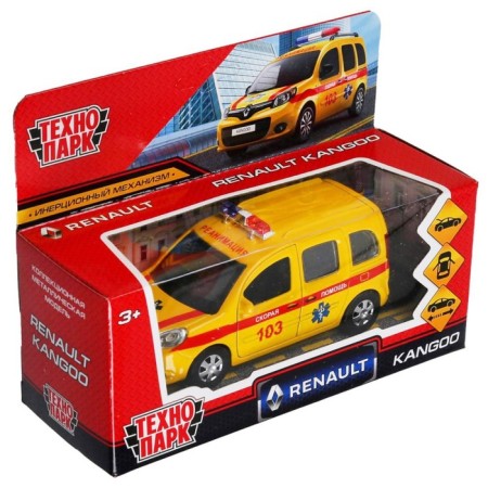 Metal machine "Renault Kangoo Resuscitation", 12 cm, doors and trunk open, yellow color-5