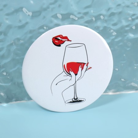 Wine Not mirror, D 7.5 cm, MIX drawing-3