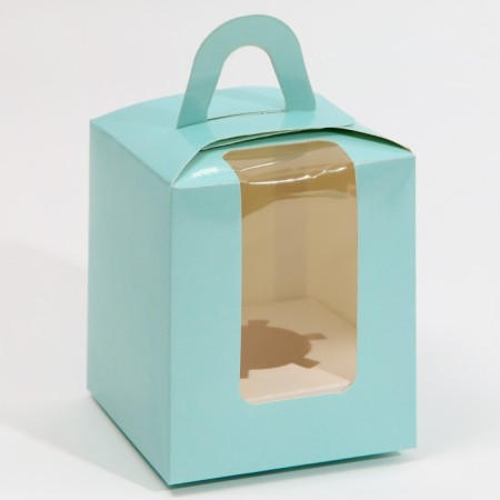 Capcake box, confectionery packaging, 1 cell "Blue", 9 x 9 x 11 cm-1