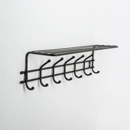 Wall hanger with the shelf "Comfort 7", 7 hooks, 61 × 20 × 8 cm, black color