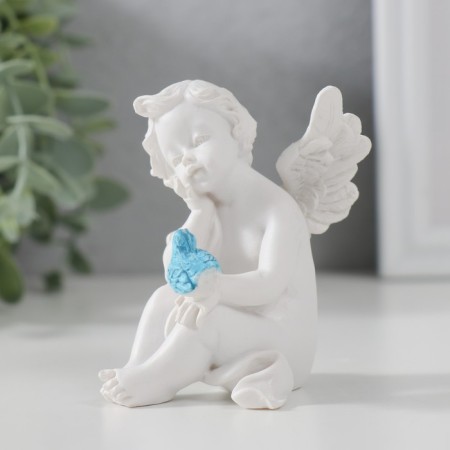 Polystone souvenir "Snowthrough angel with a colored bird" 7x6x5.5 cm-3