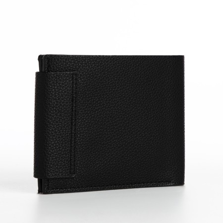 Male purse on magnets, department for bills, for cards, for coins, black color-1