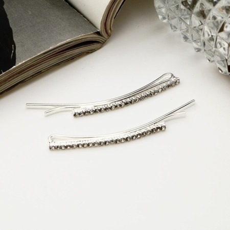 Invisibility for hair "Capella" (set 2 pcs) straight, 5.5 cm, silver