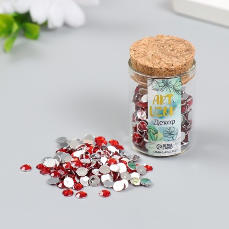 Decor for creativity in the bottle "Rhinest. Red" set 500 pcs d = 0.5 cm 7x2x2 cm