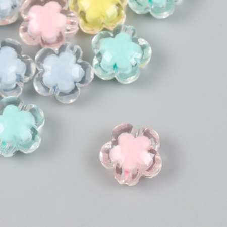Plastic beads "forget -me -nots with a colored middle" gloss mix 1,7x1.7 cm-1