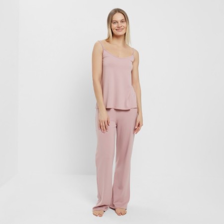 Female pajamas (T -shirt, pants) Powder color, size 48