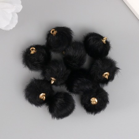 Decor for creativity Artificial fur "ball" black set 10 pcs, d = 2 cm-2