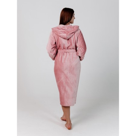 Women's robe with a hood, size 52, Rose color-1