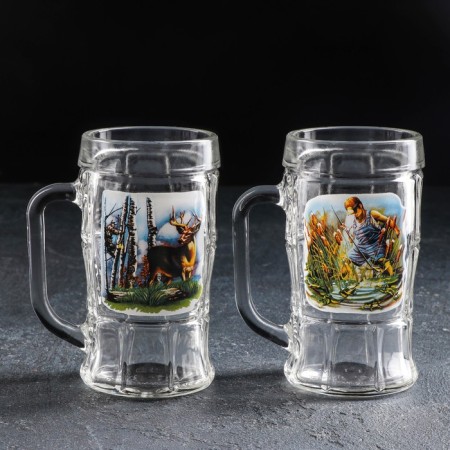 A set of beers for beer "Okhota-fish", 330 ml, 2 pcs, drawing mix-2