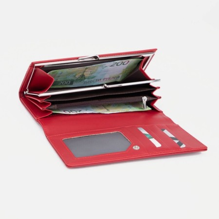 Women's wallet on the button, red color-3