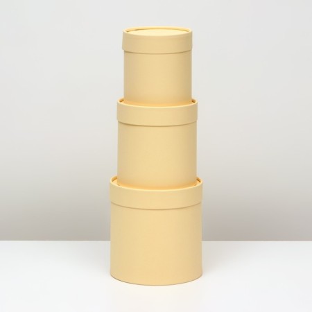 Set of round boxes 3 in 1, "beige", 16x16, 14x14, 12x12 cm-3