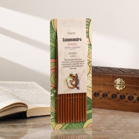 Magic honey candle with wild safflower to restore energy "Salamandra", 12 pieces