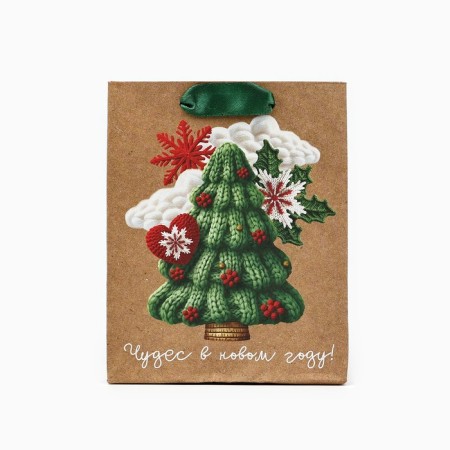Craft vertical package "New Year tree", S 15 x 12 x 5.5 cm, New Year-2