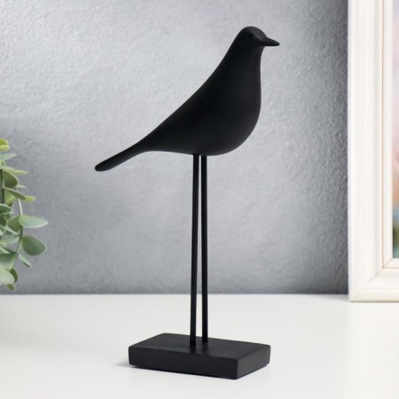 Souvenir Polystone "Bird - Long legs" Black 23x17 cm-3