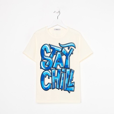 T-shirt for a boy, the color is light beige, height 146 cm-2