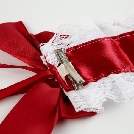 Carnival bandage "Lolita", red color with white braid-6