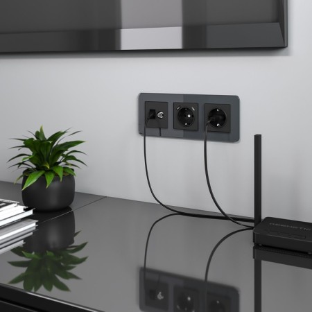 Frame W0032440, 3 Elite sockets, graphite, glass-3