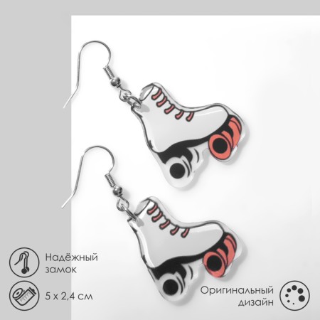 Earrings "videos", black and white color in silver