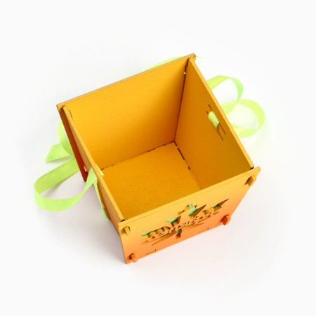 Wooden Kashpo 10 × 10.5 × 9 cm Raphael "September 1", handle ribbon, gradient yellow orange-2