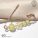 Pin "Flower Confetti" 4 beads, 6 cm, yellow color in gold
