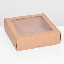 The box is folding, the lid is, with a window, craft, 25 x 25 x 7.5 cm,