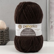 Youth yarn 91% acrylic, 9% polyamide 280m/200g (17-chocolate)