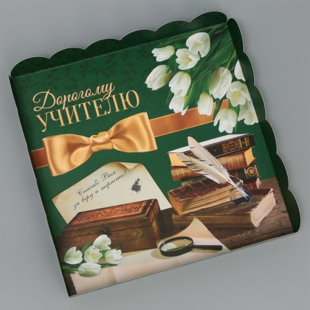 Cookie box, confectionery packaging with PVC lid, “expensive teacher”, 21 x 21 x 3 cm-3