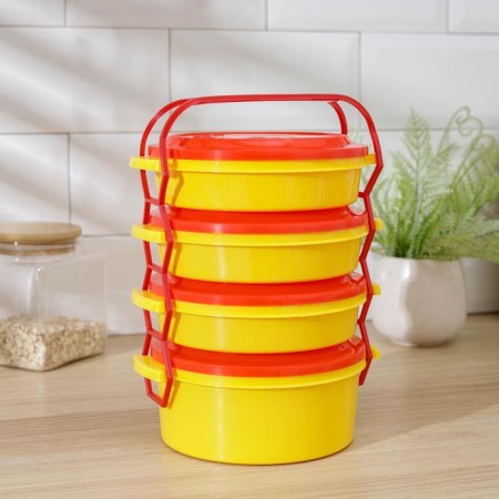 Set of containers Plastos "Tuprenza", 4 pcs: 3 pcs - 600 ml, 1 pc - 1 l, color mix-12