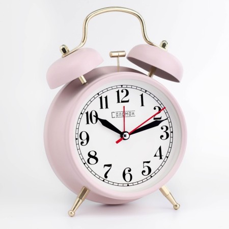 Pennant alarm clock, discrete move, D-9 cm, 17 x 11 cm, pink-3