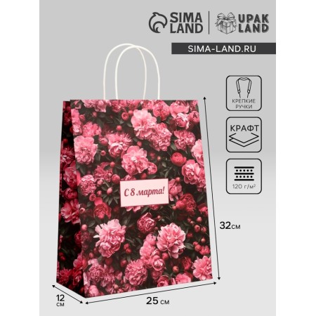 Package Gift craft "since March 8" 25 x 12 x 32 cm