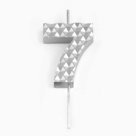 Candle in the cake on the skewer "honeycomb", the number is 7, 7 cm, silver-2
