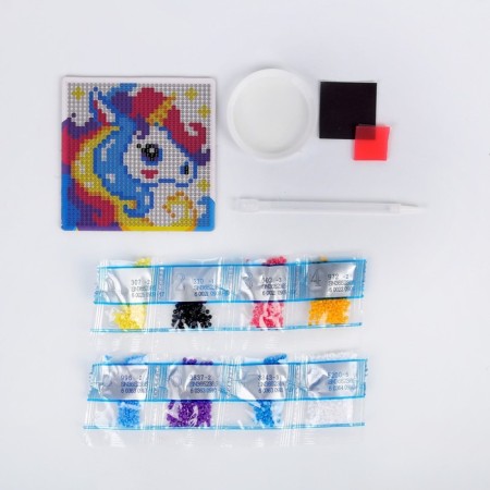 Diamond mosaic on a magnet with a complete filling for children "Magic Pony"-4