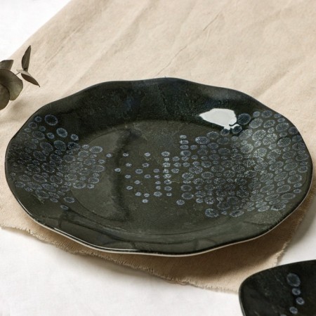 Ceramic plate "Stone", 21.5 cm, dark gray color-2