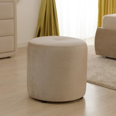 Puff Round Small "Rondel" with buttons, 900 × 900 × 500 mm, premium velor, color lunar ray